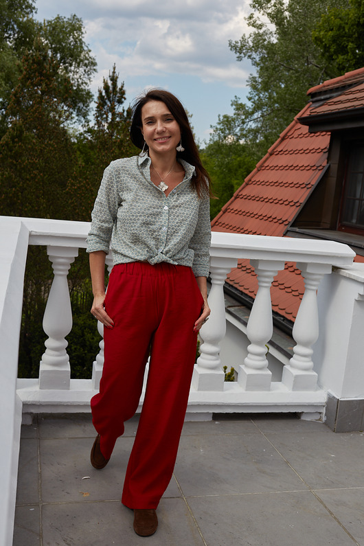 spodnie materiałowe damskie Spodnie Brita Red