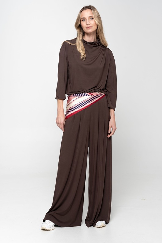 spodnie materiałowe damskie Spodnie szerokie modalowe