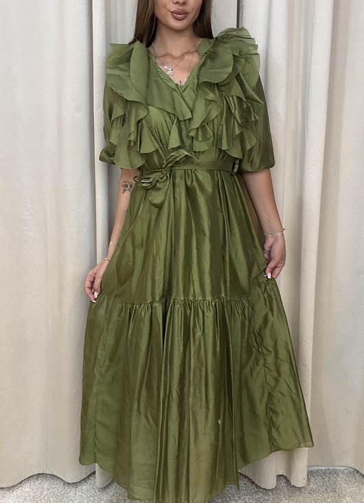 sukienki maxi damskie Sukienka falbanka Verde