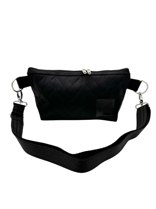 torebki mini Torebka "Czarna - pikowana w jodełkę"