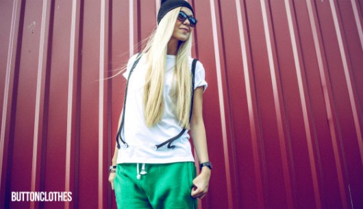 T-SHIRT SUSPENDER TEE UNISEX biały, czarny Button