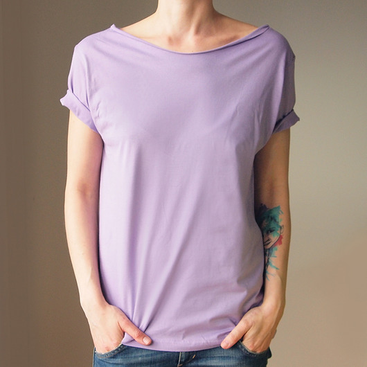 t-shirt damskie Lawendowy Oversize Bez Nadruku