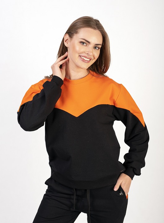 bluza bez kaptura damska BLUZA NATASHA pomarańczowo/czarna
