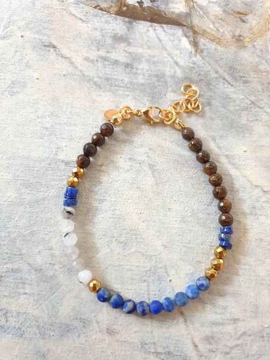 bransoletki z kamieni naturalnych Bransoletka NEO bronzyt, lapis lazuli, kamień księżycowy