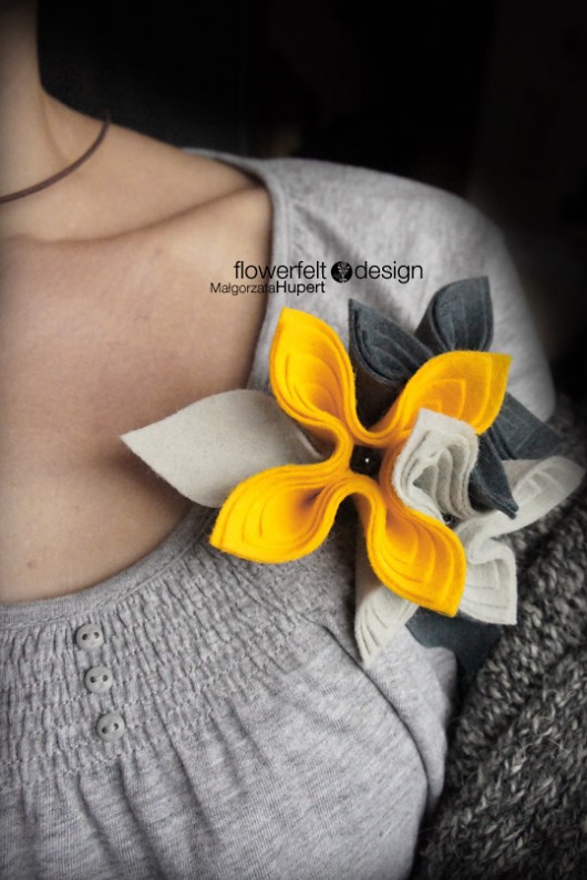szarości z żółtym  FlowerFelt Design