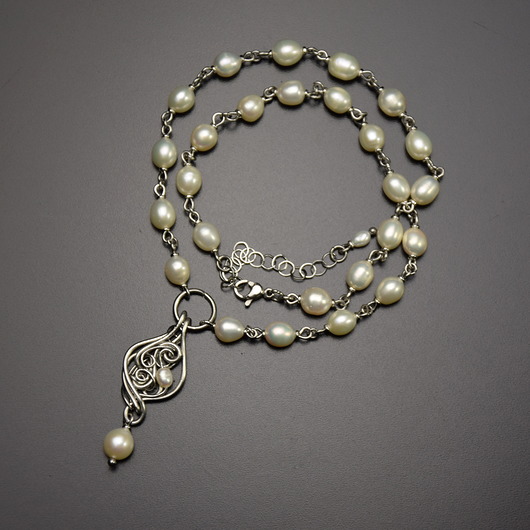 chokery Krótki naszyjnik choker perły wire wrapping