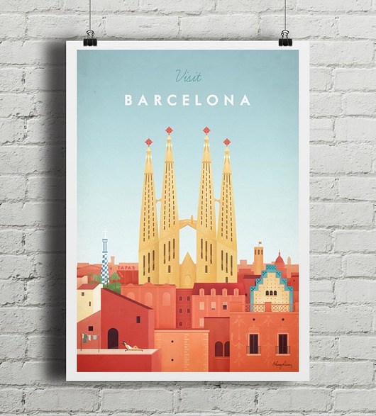 Barcelona - vintage plakat A4 minimalmill
