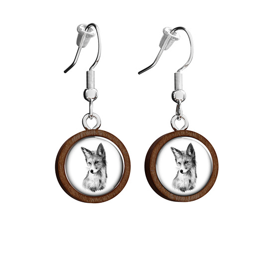 kolczyki drewniane Kolczyki drewniane - Lis - wiszące