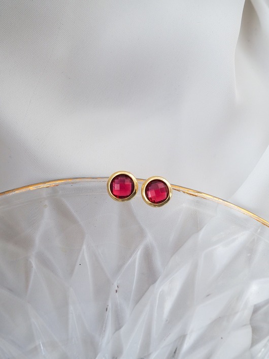 kolczyki pozłacane Kolczyki z różową cyrkonią srebrne pozłacane RUBY