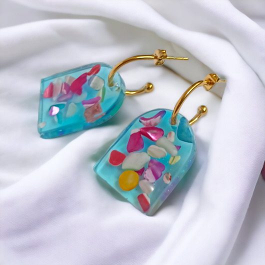 kolczyki z żywicy UNIKATOWE kolczyki z żywicy SUMMER beach II