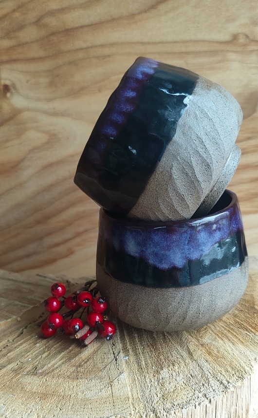 kubki Ceramiczna czarka -fioletowa poświata