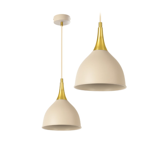 lampy wiszące Duża Pojedyńcza Lampa Wisząca Kaszmir Beż Złoto Mosiądz E27 LED