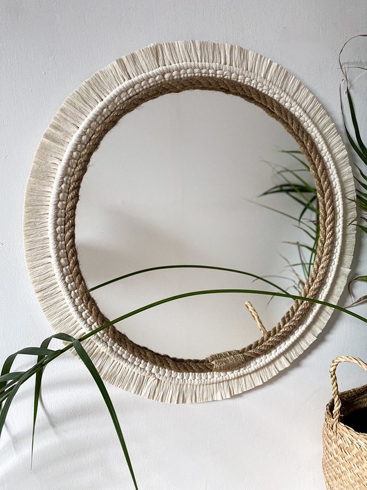 lustra stojące i wiszące Lustro makrama/juta 35 cm