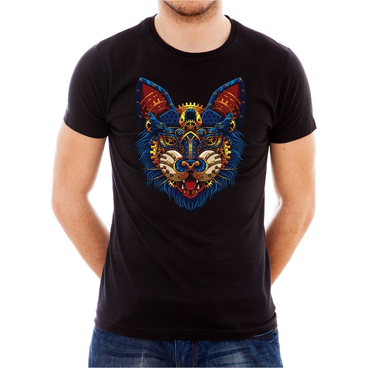 Koszulka z nadrukiem Cat - steampunk ART ORGANIC