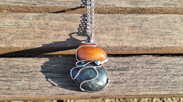 wisiory Agat i labradoryt - wisiorek