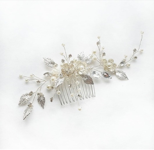 Ślubne ozdoby do włosów Grzebień ślubny Silver Flowers