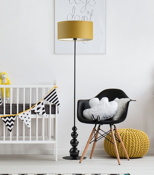 lampy do pokoju dziecka Lampa podłogowa z kulami dla dzieci ROMA KIDS z musztardowym kloszem