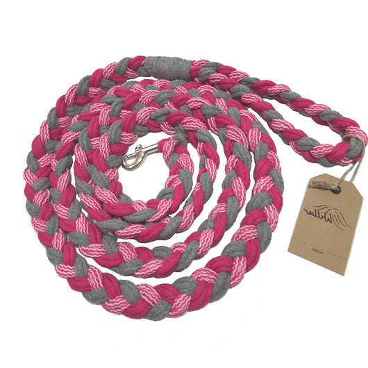 2 m smycz pleciona czarno-żółto-szara Willow Hand Made