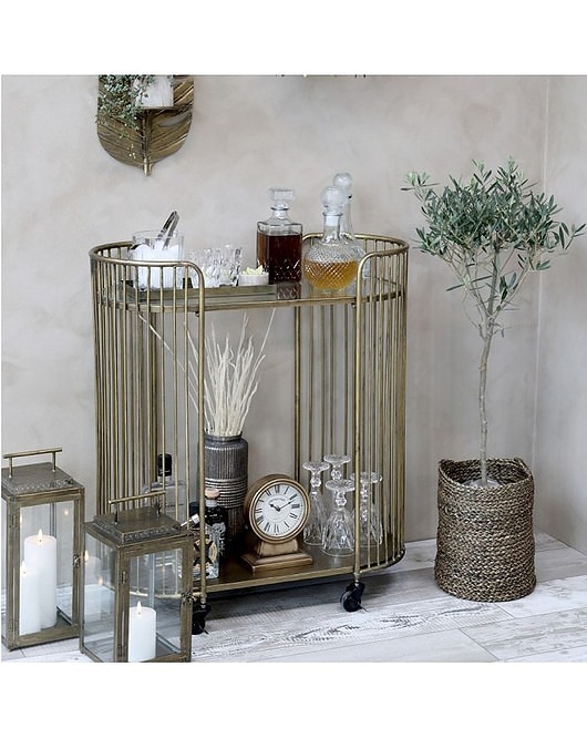 stoliki kawowe Stolik Kawowy Stolik Barek na Kółkach Metalowy Antique Brass