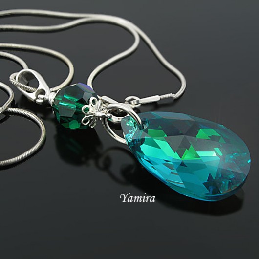 kryształ Swarovski Blue Zircon the long + łańcuszek yamira