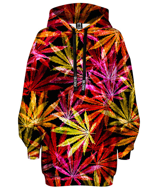bluza z kapturem damska Bluza Oversize Tunika DR.CROW Green Hemp