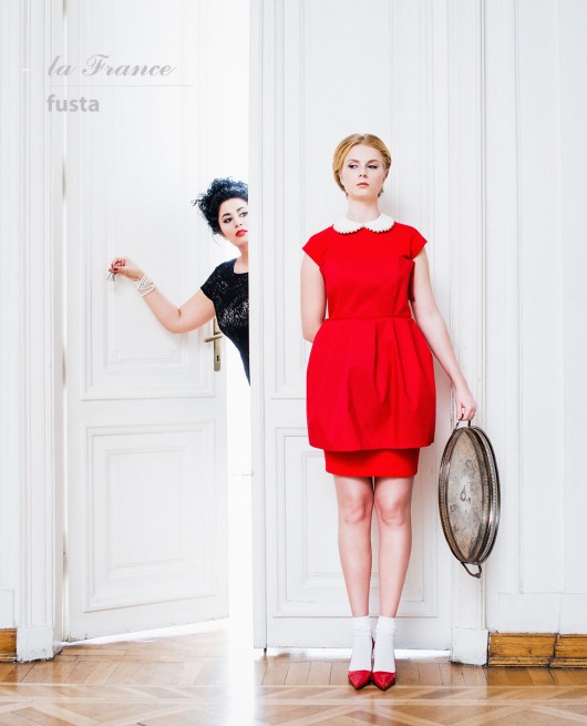 Fartuch La France z mikrofibry - czerwony(S,M,L) Fusta