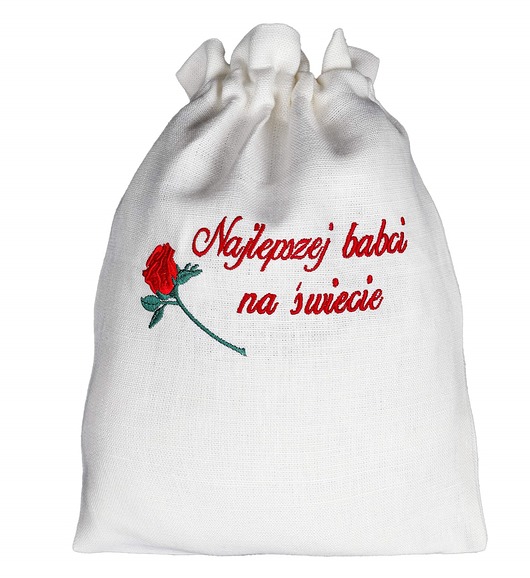 torebki, worki i plecaki dziecięce Worek Lniany Najlepszej Babci na Świecie 36 cm. Worek na Prezent dla Babci