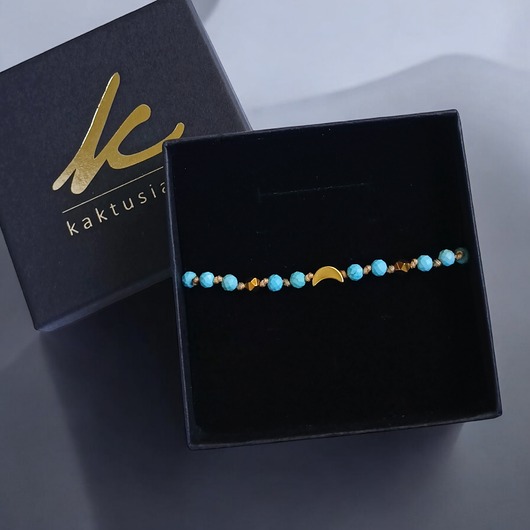 bransoletki z kamieni naturalnych RELAKS, harmonia - lunula z turkusowym magnyzytem