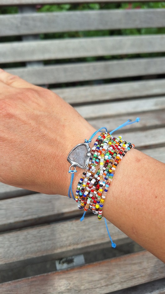bransoletki wire wrapping Celestyn na lato - bransoletka sznurkowa