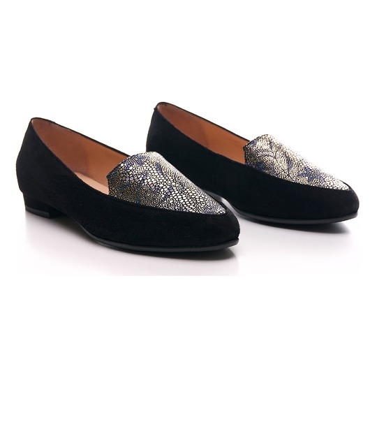 baleriny damskie Mokasyny Skórzane  z kolorową klapką  (6716)