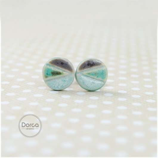 Pastelowe geometryczne 9mm- ceramiczne kolczyki Dorca