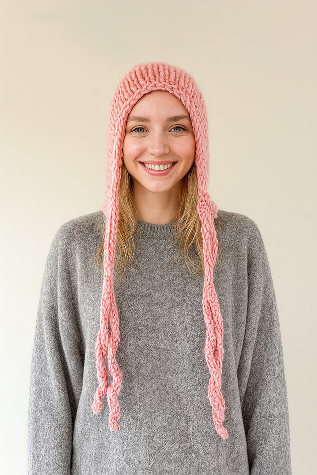 czapki damskie BONBON balaclava x bonnet bubble gum