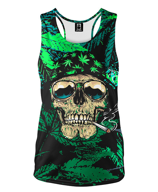 topy damskie DR.CROW Bokserka Damska Cannabis Skull Green