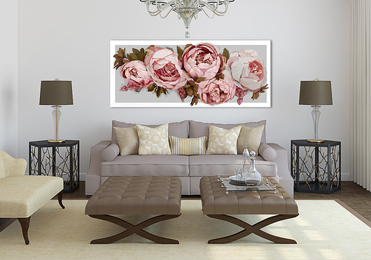 obrazy OBRAZ NA PŁÓTNIE - 150x60cm PIWONIE