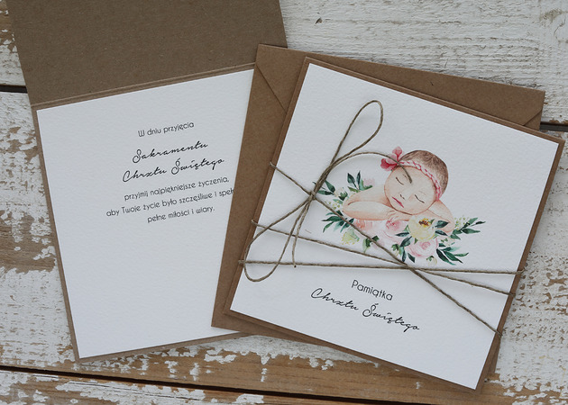 kartki scrapbooking Kartka na chrzest z kopertą