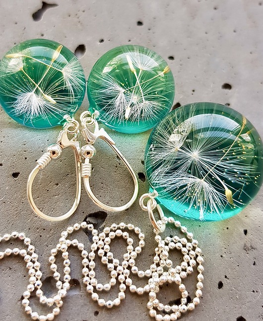 zestaw-dmuchawce w żywicy Grol Jewellery