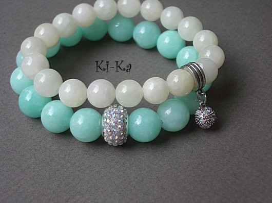 Mint and light yellow - bransoletki KiKa pracownia