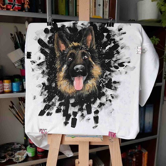 t-shirty męskie Męska koszulka z owczarkiem niemieckim.