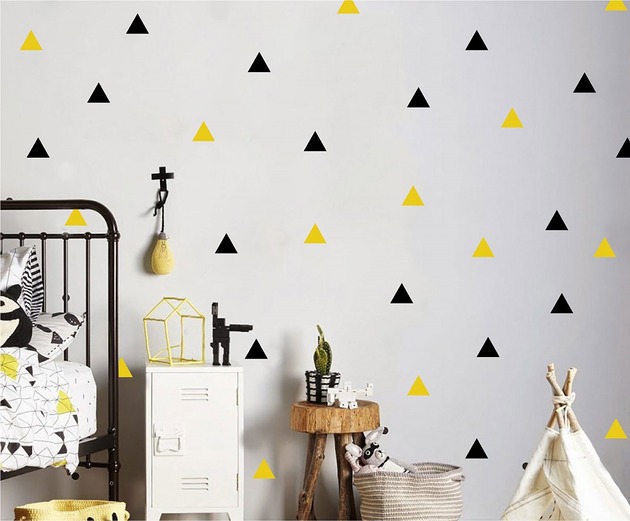 naklejki ścienne do pokoju dziecka Naklejki na ścianę Trójkąty 112 sztuk