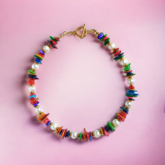 chokery Multikolorowy naszyjnik : choker : perły & masa perłowa