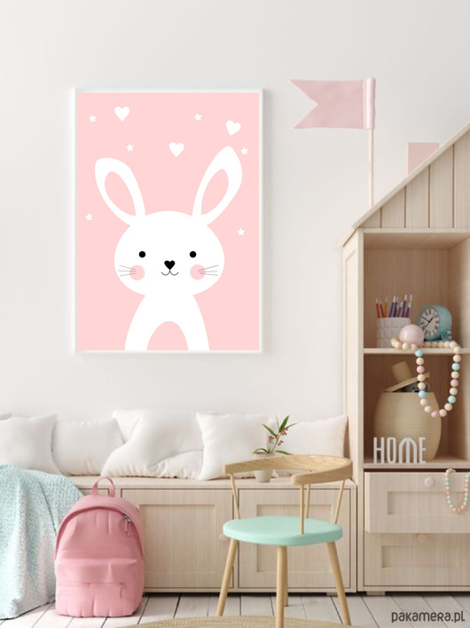 obrazy i plakaty do pokoju dziecięcego PLAKAT DO POKOJU DZIECKA króliczek królik