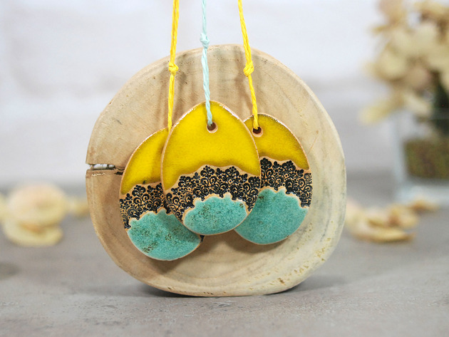 ozdoby wielkanocne 3 Ceramiczne jaja wielkanocne - ozdoby wiszące