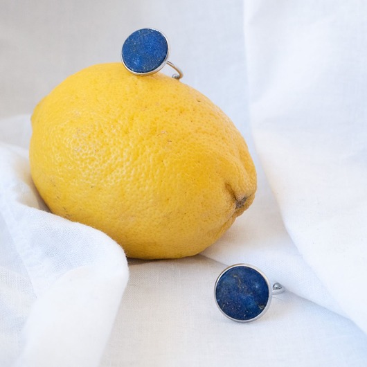 pierścionki - różne Pierścionek z lapis lazuli, pierścionek ze stali nierdzewnej
