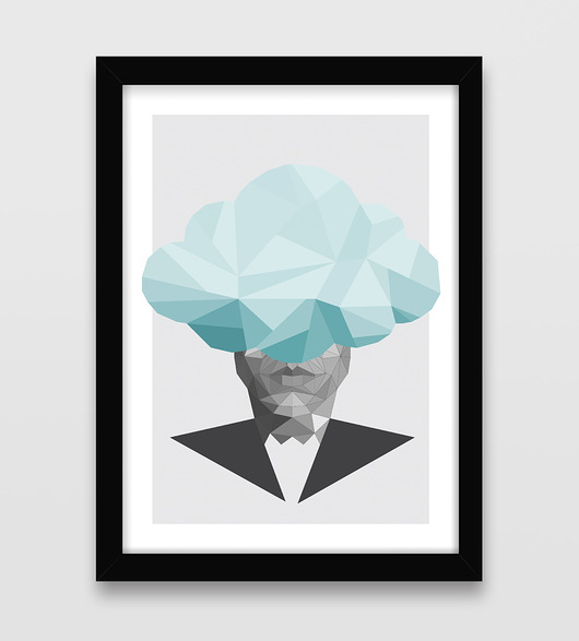 Head in the Clouds - błękitny - plakat A3 Interior Design Olga Robak