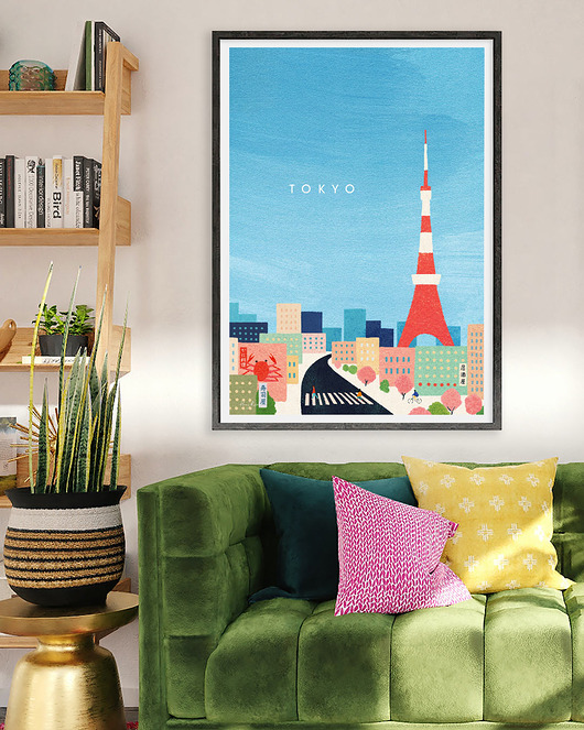 plakaty Tokio Japonia - panorama z Tokyo Tower - plakat fine art