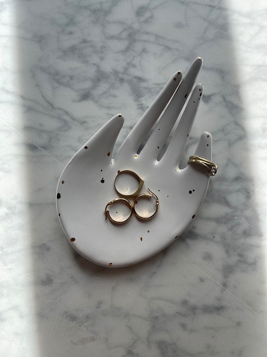 pojemniki na biżuterię Ceramiczna Łapka Handmade Talerzyk na Biżuterię w Złote Ciapki