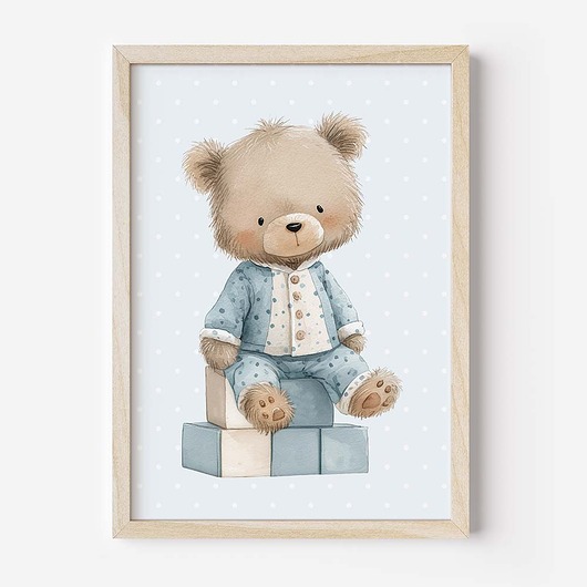 obrazy i plakaty do pokoju dziecięcego Plakat Na Ścianę Dla chłopca Niebieskie misie nr. 3