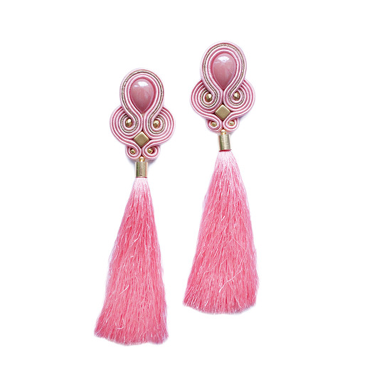 Pudrowy róż- kolczyki soutache Mró Soutache