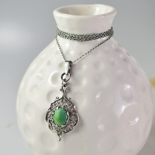 srebrne naszyjniki Turkus retro - srebrny naszyjnik