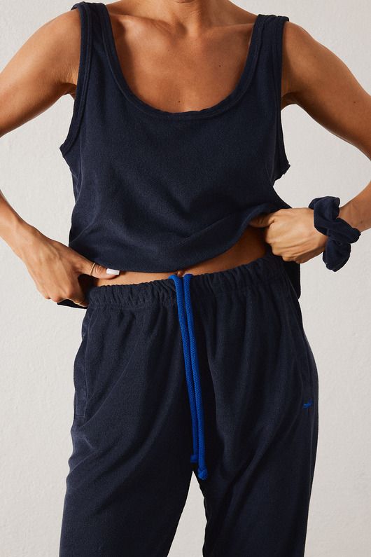 topy damskie Top frotte navy
